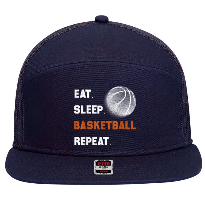 Eat Sleep Basketball Repeat 7 Panel Mesh Trucker Snapback Hat