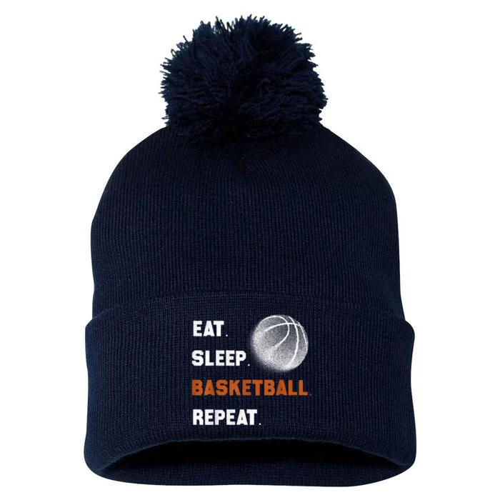 Eat Sleep Basketball Repeat Pom Pom 12in Knit Beanie