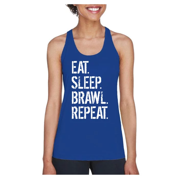 Eat Sleep Brawl Repeat Funny Video Gamer Great Gift Women's Racerback Tank