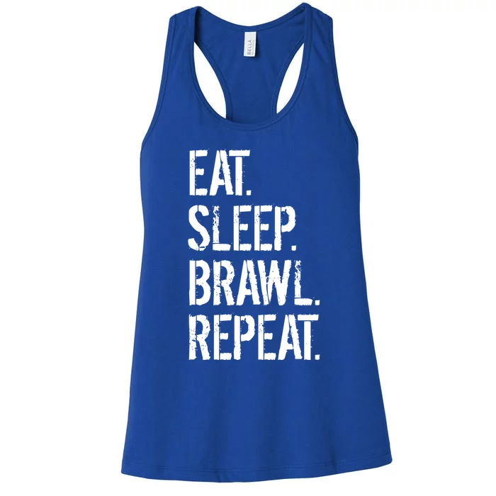 Eat Sleep Brawl Repeat Funny Video Gamer Great Gift Women's Racerback Tank