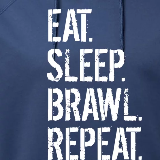 Eat Sleep Brawl Repeat Funny Video Gamer Great Gift Performance Fleece Hoodie