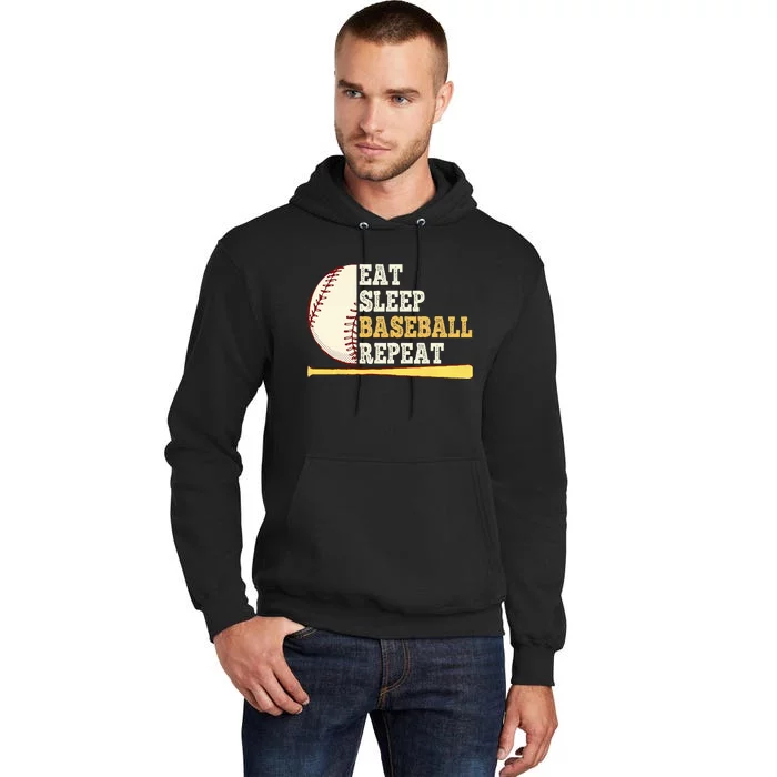 Eat Sleep Baseball Repeat Funny Baseball Player Sport Tall Hoodie