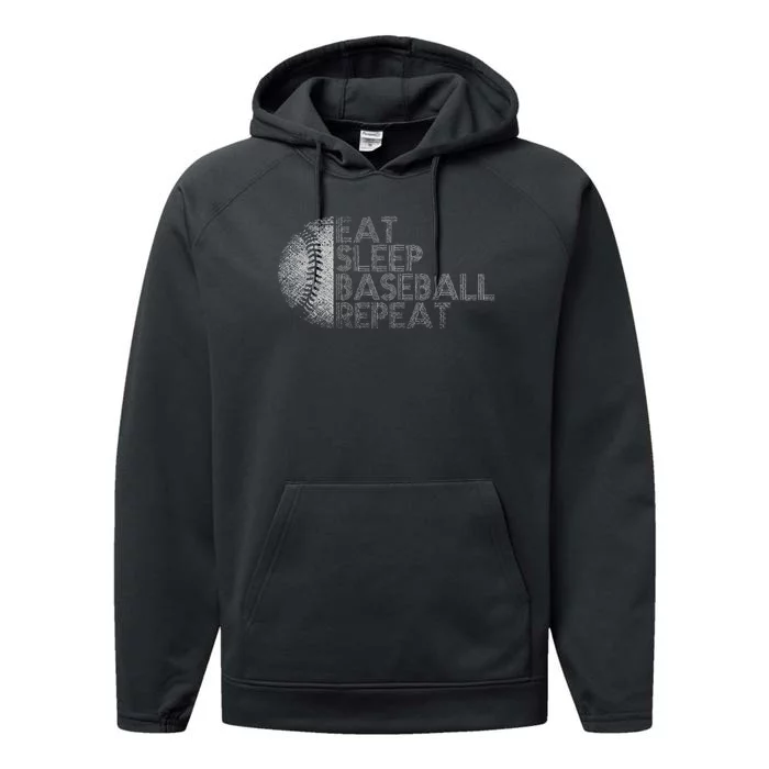 Eat Sleep Baseball Repeat Baseball Player Funny Baseball Performance Fleece Hoodie