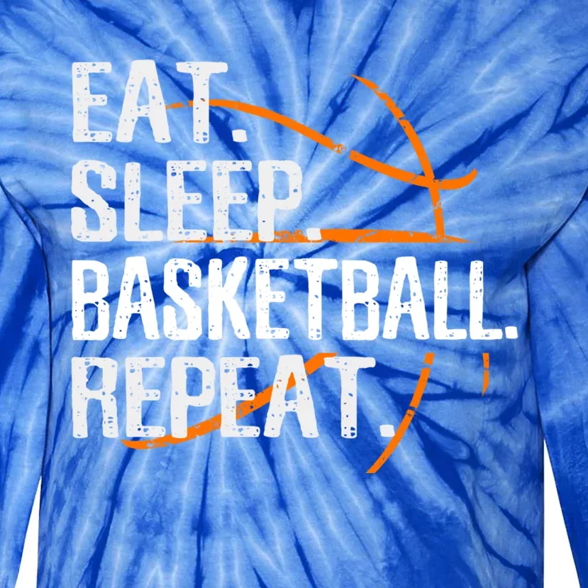 Eat Sleep Basketball Repeat Funny Gift For Basketball Lover Gift Tie-Dye Long Sleeve Shirt