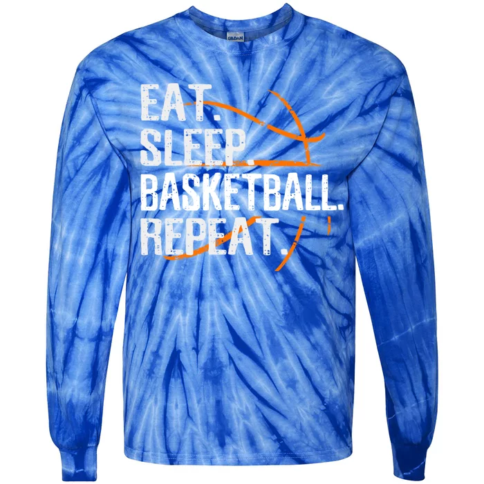 Eat Sleep Basketball Repeat Funny Gift For Basketball Lover Gift Tie-Dye Long Sleeve Shirt