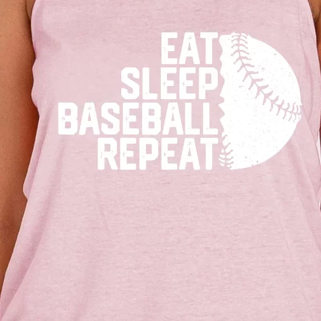 Eat Sleep Baseball Repeat Funny Baseball Player Women's Knotted Racerback Tank