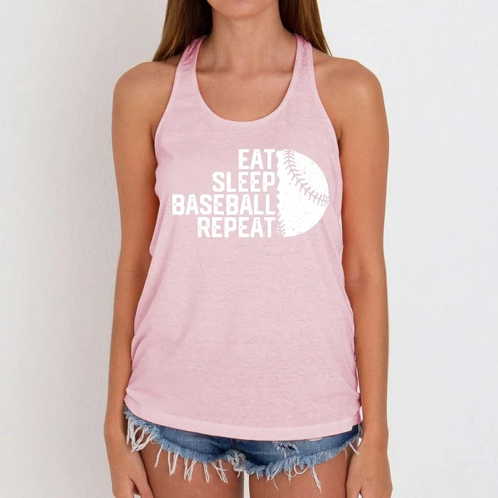 Eat Sleep Baseball Repeat Funny Baseball Player Women's Knotted Racerback Tank