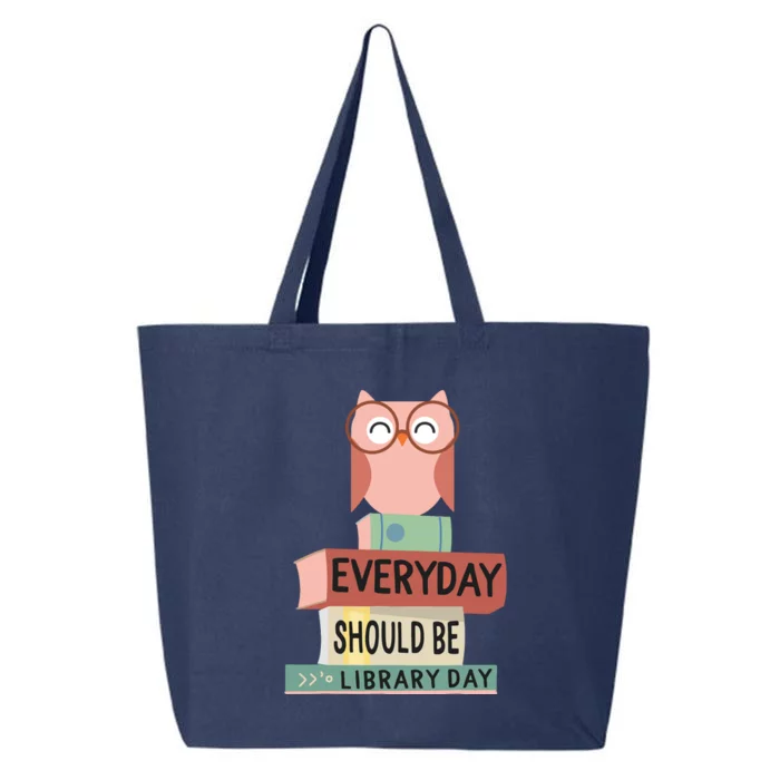 Everyday Should Be Library Day Cute Owl Reading Books Lover 25L Jumbo Tote