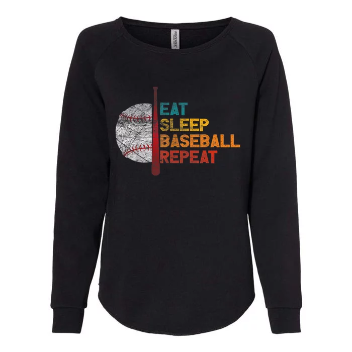 Eat Sleep Baseball Repeat Retro Vintage Baseball Player Fun Womens California Wash Sweatshirt