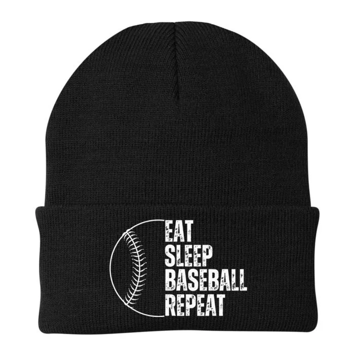 Eat Sleep Baseball Repeat Baseball Player Funny Baseball Knit Cap Winter Beanie