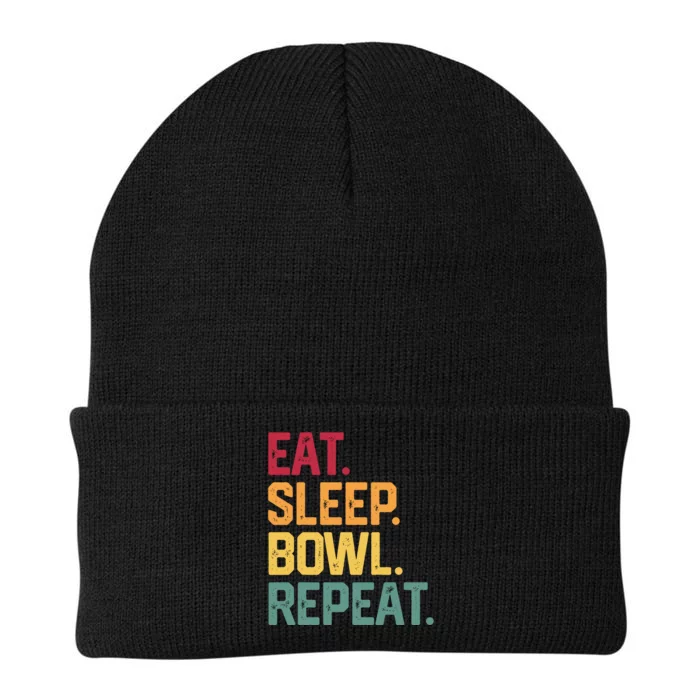 Eat Sleep Bowl Repeat Bowling FatherS Day Gift Papa Dad Gift Knit Cap Winter Beanie