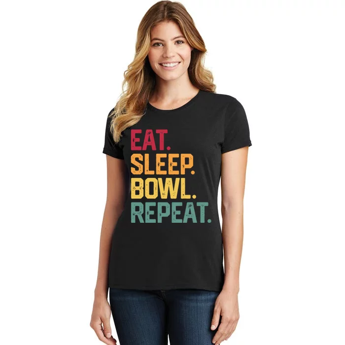 Eat Sleep Bowl Repeat Bowling FatherS Day Gift Papa Dad Gift Women's T-Shirt