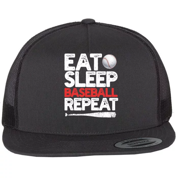 Eat Sleep Baseball Repeat Catcher Pitcher Baseball Flat Bill Trucker Hat