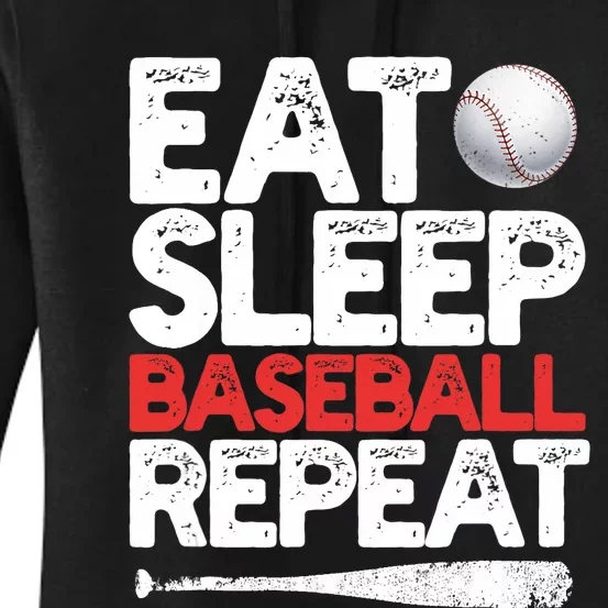 Eat Sleep Baseball Repeat Catcher Pitcher Baseball Women's Pullover Hoodie