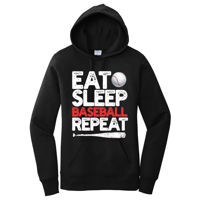 Eat Sleep Baseball Repeat Catcher Pitcher Baseball Women's Pullover Hoodie