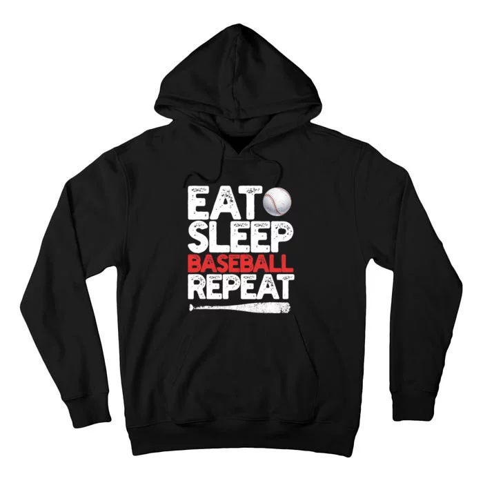 Eat Sleep Baseball Repeat Catcher Pitcher Baseball Tall Hoodie