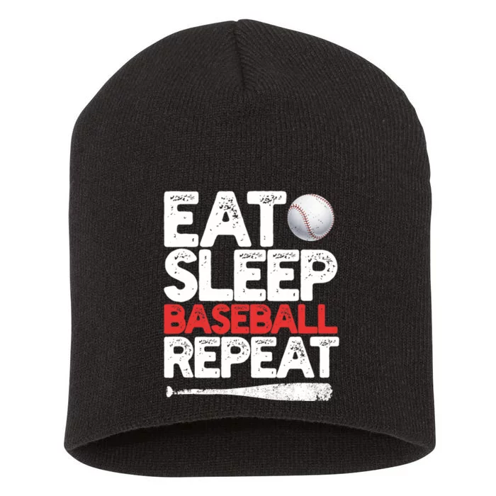 Eat Sleep Baseball Repeat Catcher Pitcher Baseball Short Acrylic Beanie