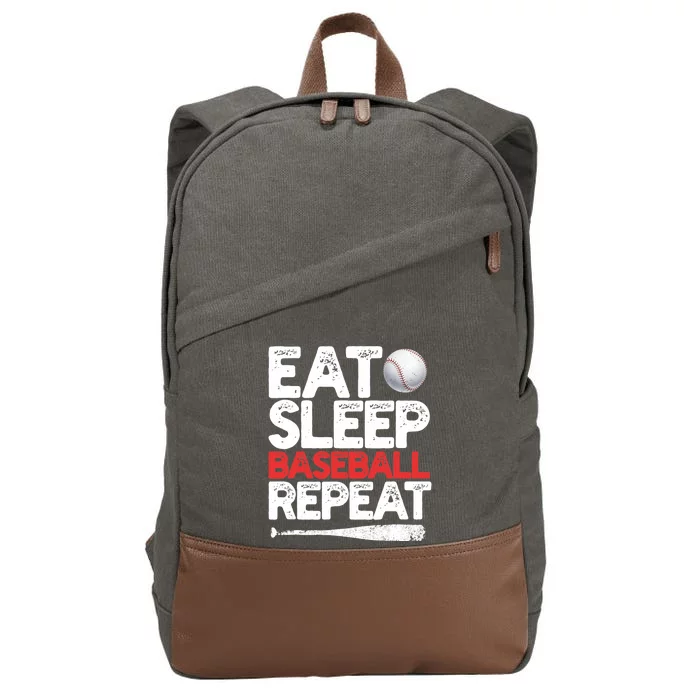 Eat Sleep Baseball Repeat Catcher Pitcher Baseball Cotton Canvas Backpack