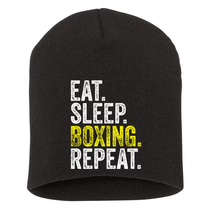 Eat Sleep Boxing Repeat Boxer Fighter Fighting Workout Gift Short Acrylic Beanie