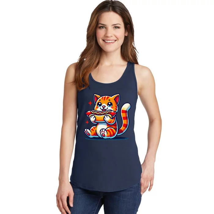 Eating Sausage Bun Kitten Lover Patty Chubby Cute Cat Ladies Essential Tank