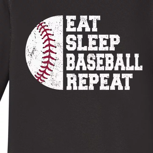 Eat Sleep Baseball Repeat Baseball Player Funny Baseball Baby Long Sleeve Bodysuit