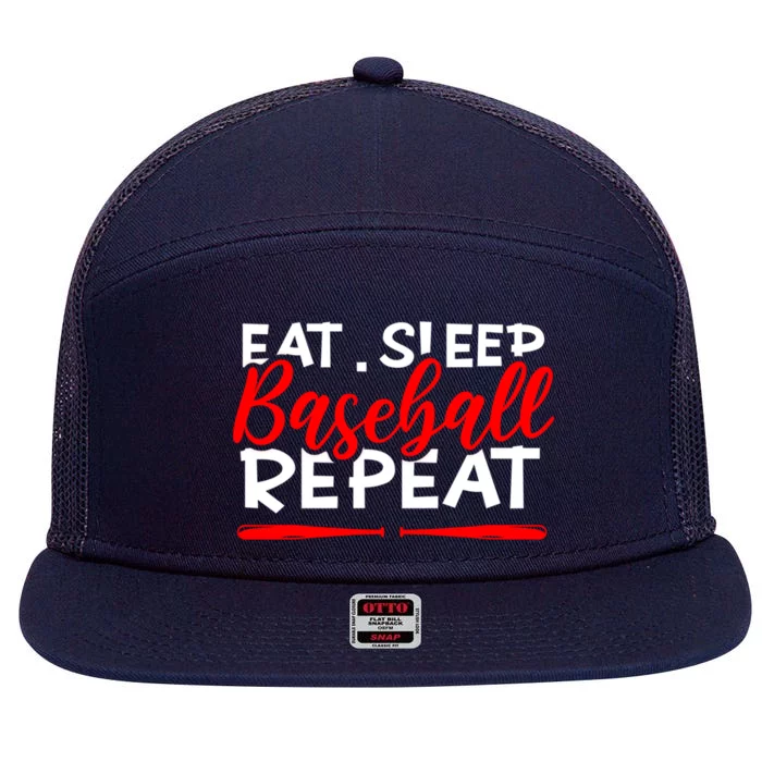 Eat Sleep Baseball Repeat Gift 7 Panel Mesh Trucker Snapback Hat