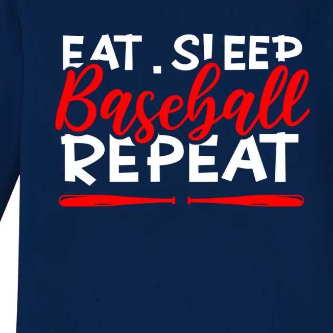 Eat Sleep Baseball Repeat Gift Baby Long Sleeve Bodysuit