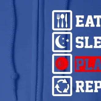 Eat Sleep Billiard Repeat Funny Billiard Gift Full Zip Hoodie