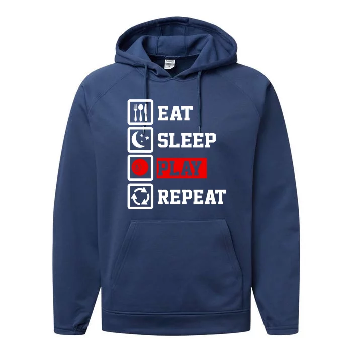 Eat Sleep Billiard Repeat Funny Billiard Gift Performance Fleece Hoodie