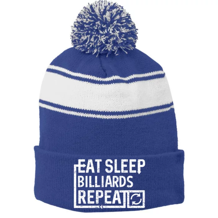 Eat Sleep Billiards Gift Stripe Pom Pom Beanie