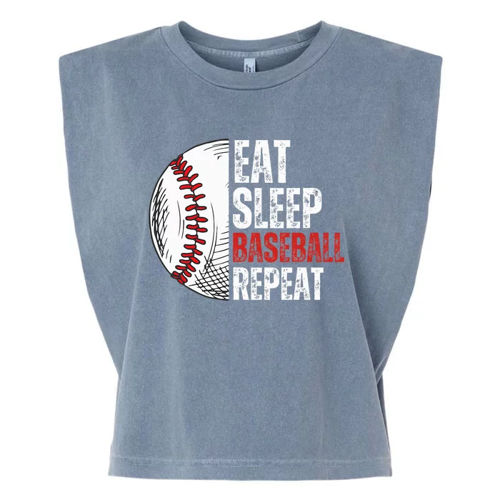 Eat Sleep Baseball Repeat Funny Baseball Players Garment-Dyed Women's Muscle Tee