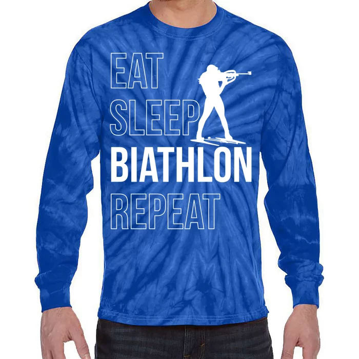 Eat Sleep Biathlon Skiing Shooting Ski Gift Tie-Dye Long Sleeve Shirt