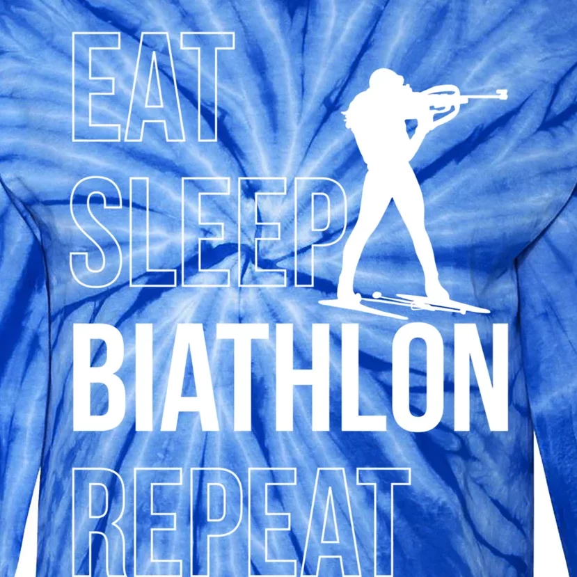 Eat Sleep Biathlon Skiing Shooting Ski Gift Tie-Dye Long Sleeve Shirt