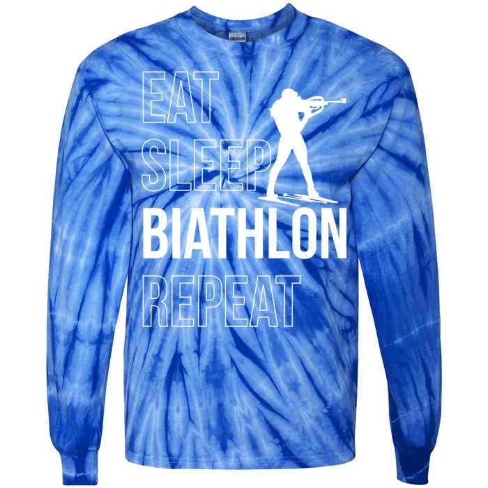 Eat Sleep Biathlon Skiing Shooting Ski Gift Tie-Dye Long Sleeve Shirt