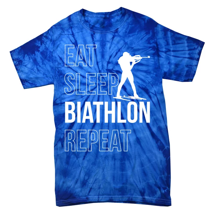 Eat Sleep Biathlon Skiing Shooting Ski Gift Tie-Dye T-Shirt