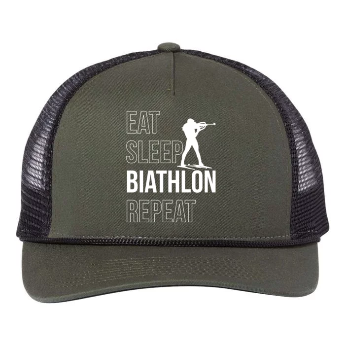 Eat Sleep Biathlon Skiing Shooting Ski Gift Retro Rope Trucker Hat Cap