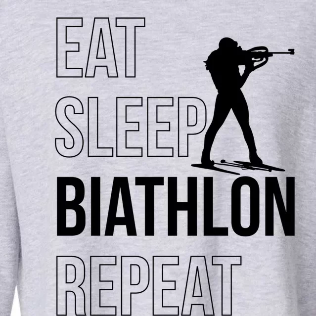 Eat Sleep Biathlon Skiing Shooting Ski Gift Cropped Pullover Crew