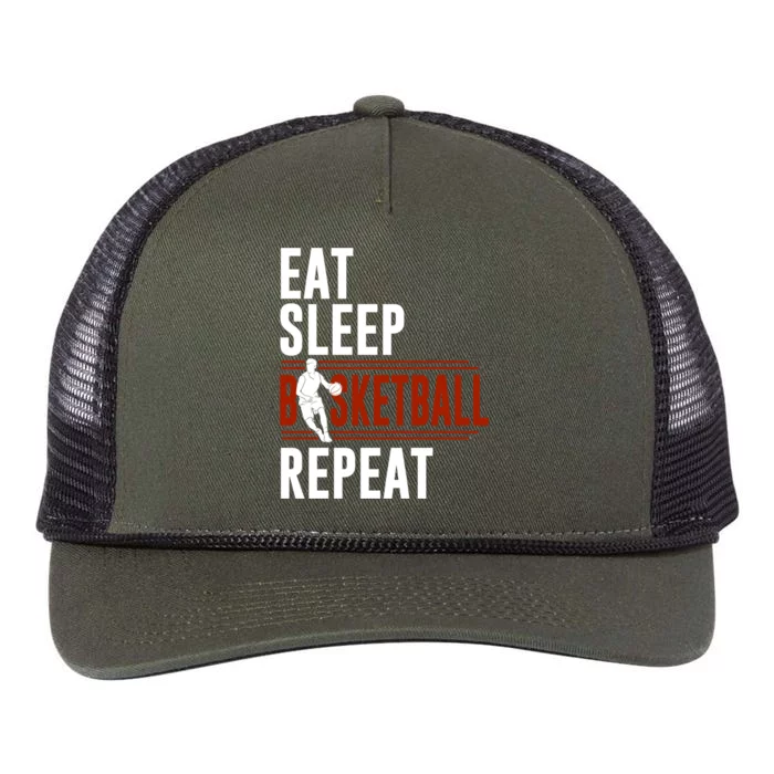 Eat Sleep Basketball Repeat Funny Basketball Retro Rope Trucker Hat Cap