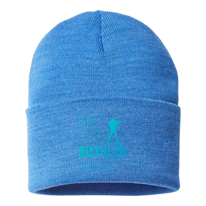 Eat Sleep Biathlon Skiing Shooting Ski Gift Sustainable Knit Beanie