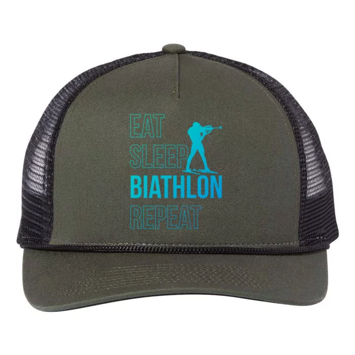 Eat Sleep Biathlon Skiing Shooting Ski Gift Retro Rope Trucker Hat Cap