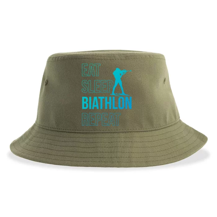 Eat Sleep Biathlon Skiing Shooting Ski Gift Sustainable Bucket Hat