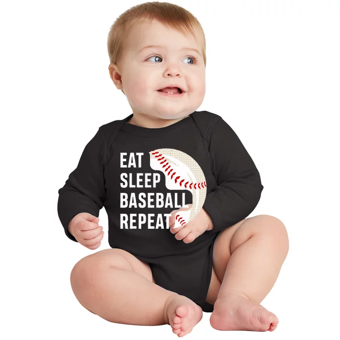 Eat Sleep Baseball Repeat Baseball Player Baseball Baby Long Sleeve Bodysuit