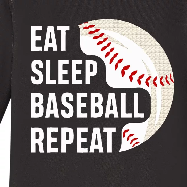 Eat Sleep Baseball Repeat Baseball Player Baseball Baby Long Sleeve Bodysuit