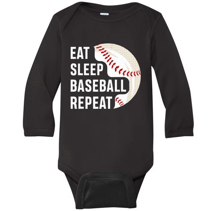 Eat Sleep Baseball Repeat Baseball Player Baseball Baby Long Sleeve Bodysuit