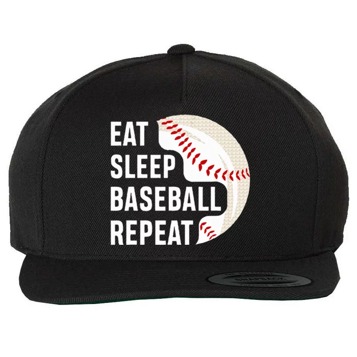 Eat Sleep Baseball Repeat Baseball Player Baseball Wool Snapback Cap