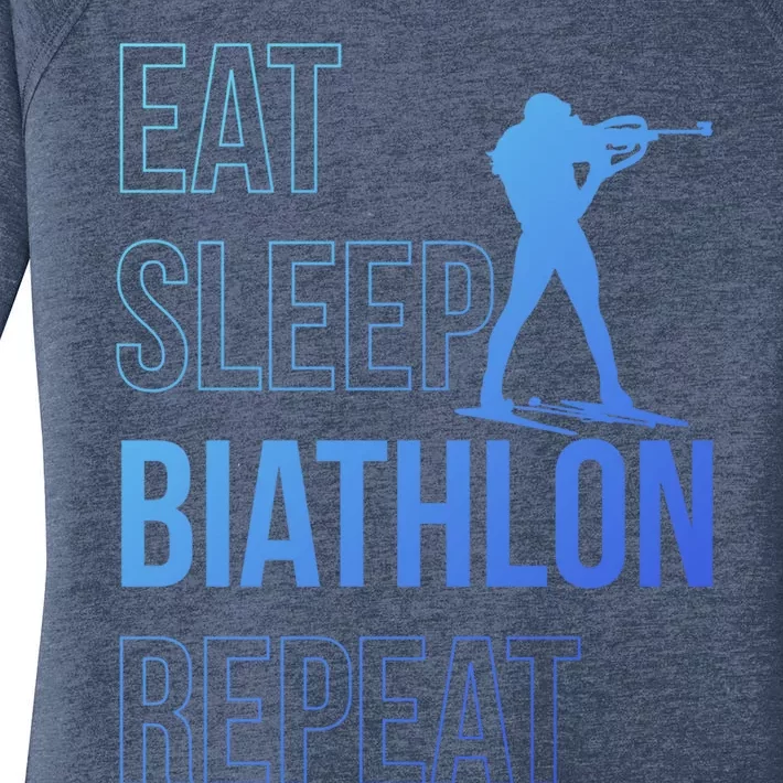 Eat Sleep Biathlon Skiing Shooting Ski Gift Women's Perfect Tri Tunic Long Sleeve Shirt