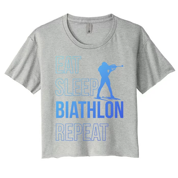 Eat Sleep Biathlon Skiing Shooting Ski Gift Women's Crop Top Tee