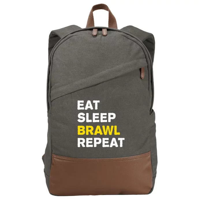 Eat Sleep Brawl Repeat Gamer Cotton Canvas Backpack