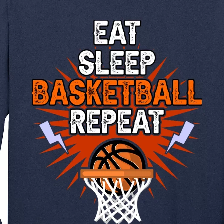 Eat Sleep Basketball Repeat Player Gift Funny Basketball Long Sleeve Shirt