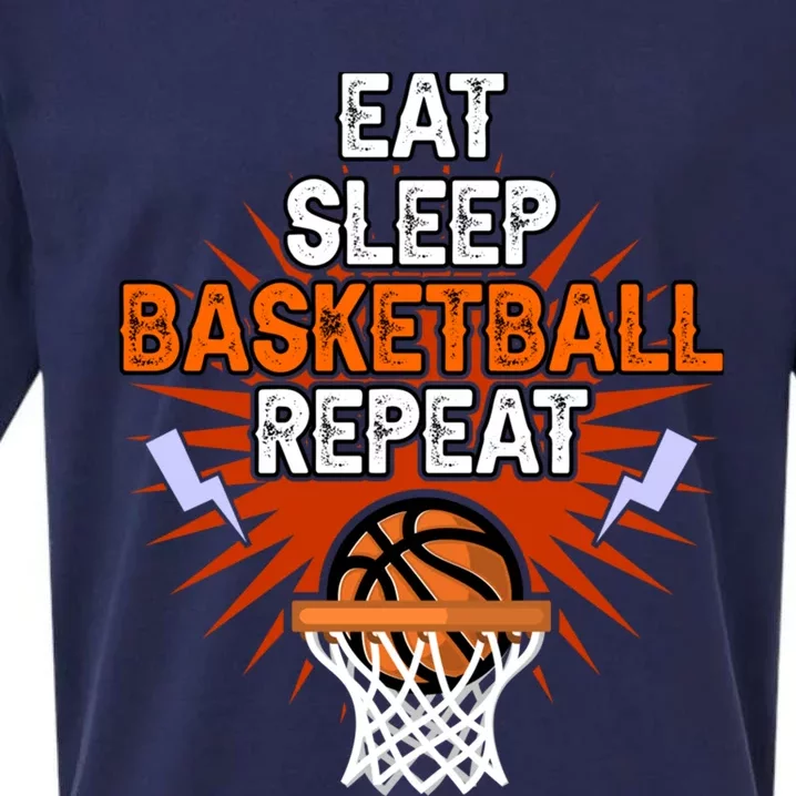 Eat Sleep Basketball Repeat Player Gift Funny Basketball Sueded Cloud Jersey T-Shirt